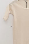 BASERANGE Round neck ruffled ribbed cotton T-shirt TOPA series collection France BAS-TOPA-WA-WI22-MI Beige TOPA-RB-000